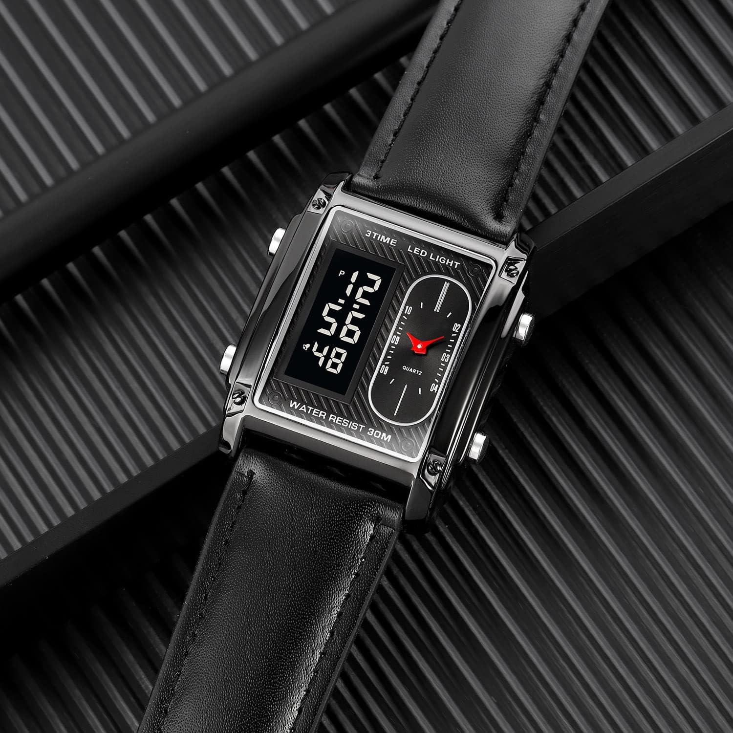 Original Skmei 1868 Watch – Digital & Analog Mens Wristwatch, Full Black Luxury