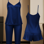 3-Piece Satin Sleepwear Set For Women | Camisole With Pajama & Shorts Combo |
