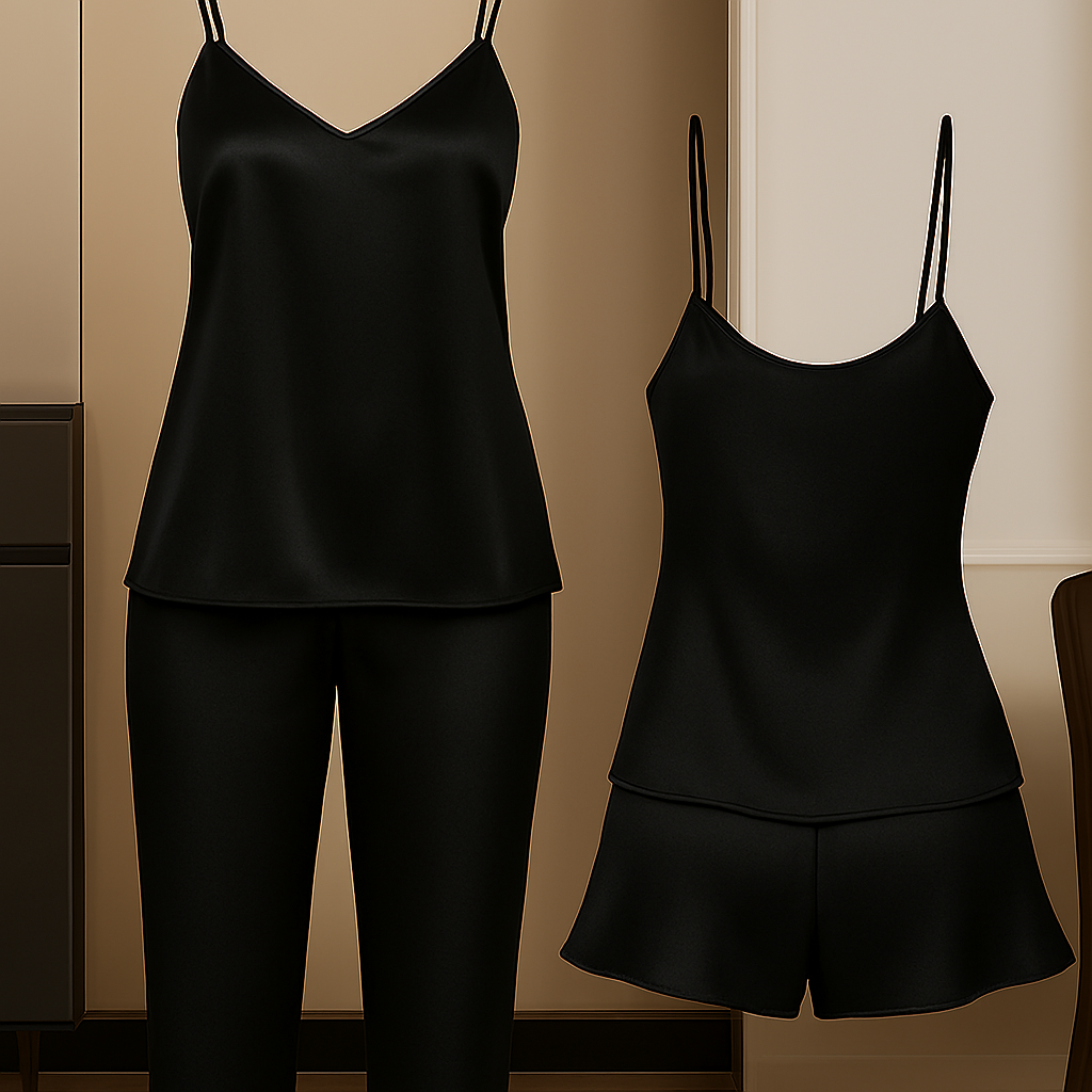 3-Piece Satin Sleepwear Set For Women | Camisole With Pajama & Shorts Combo |