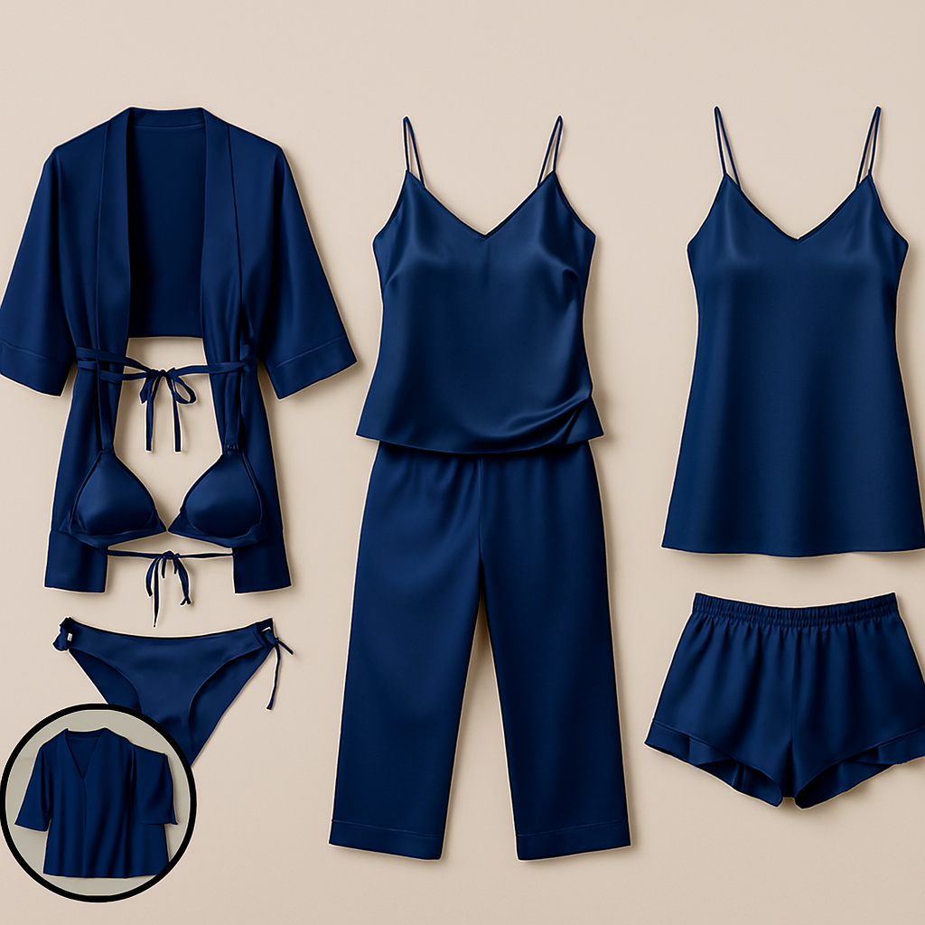 7-Piece Satin Sleepwear & Lingerie Set For Women