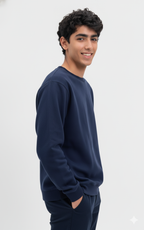 Men's Cotton Fleece Sweater - Classic Plain Design -Stay cozy and stylish
