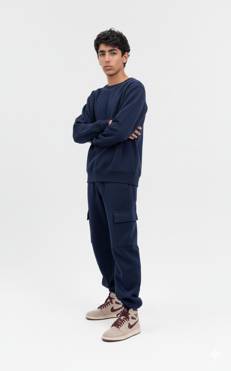 Men's Cotton Fleece Sweater - Classic Plain Design -Stay cozy and stylish