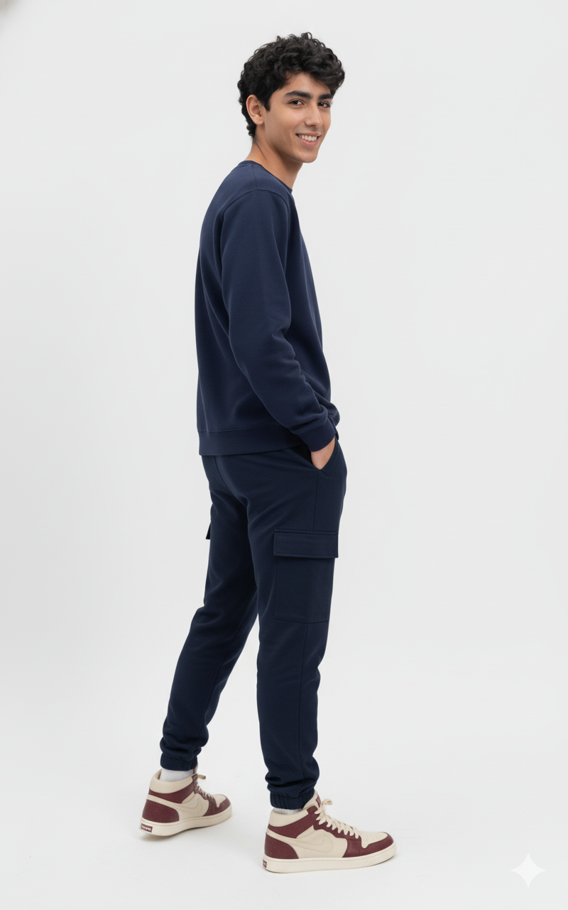 Men's Cotton Fleece Sweater - Classic Plain Design -Stay cozy and stylish