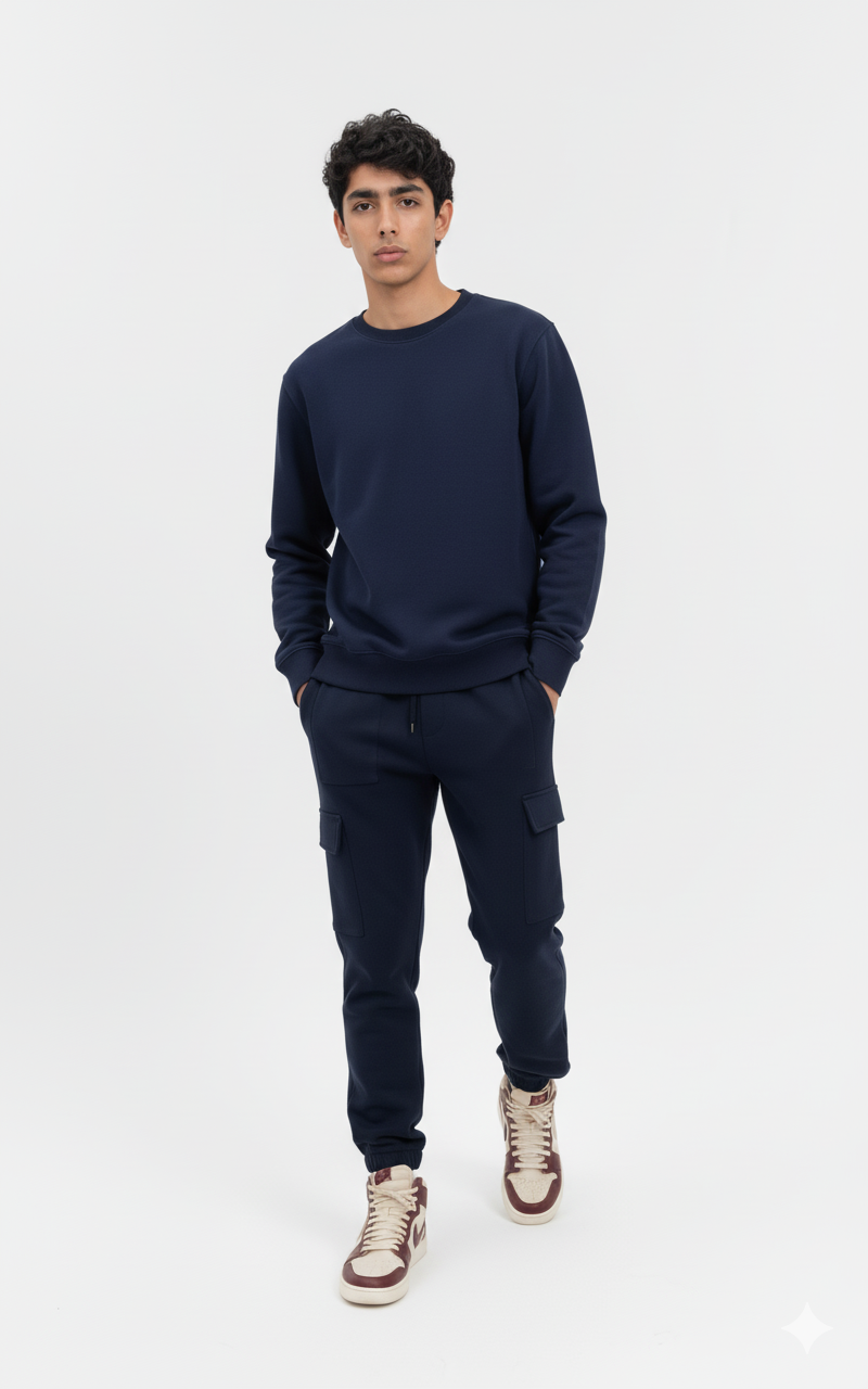 Men's Cotton Fleece Sweater - Classic Plain Design -Stay cozy and stylish