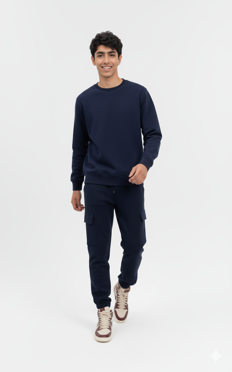 Men's Cotton Fleece Sweater - Classic Plain Design -Stay cozy and stylish