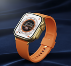 Gold & Orange Smart Watch for Women/Men | Heart Rate Monitor & Fitness Tracker