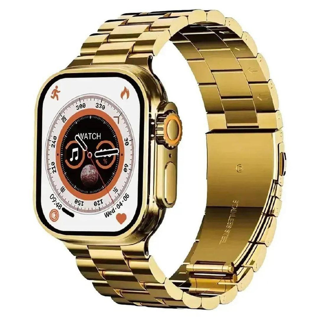 Gold & Orange Smart Watch for Women/Men | Heart Rate Monitor & Fitness Tracker