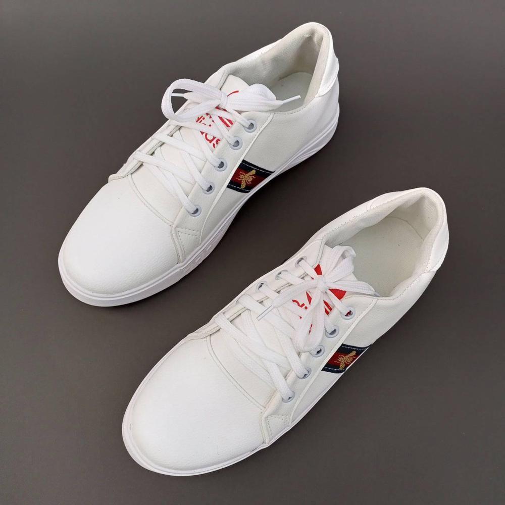 Men's Rexine Fancy Sneakers (GU-White)