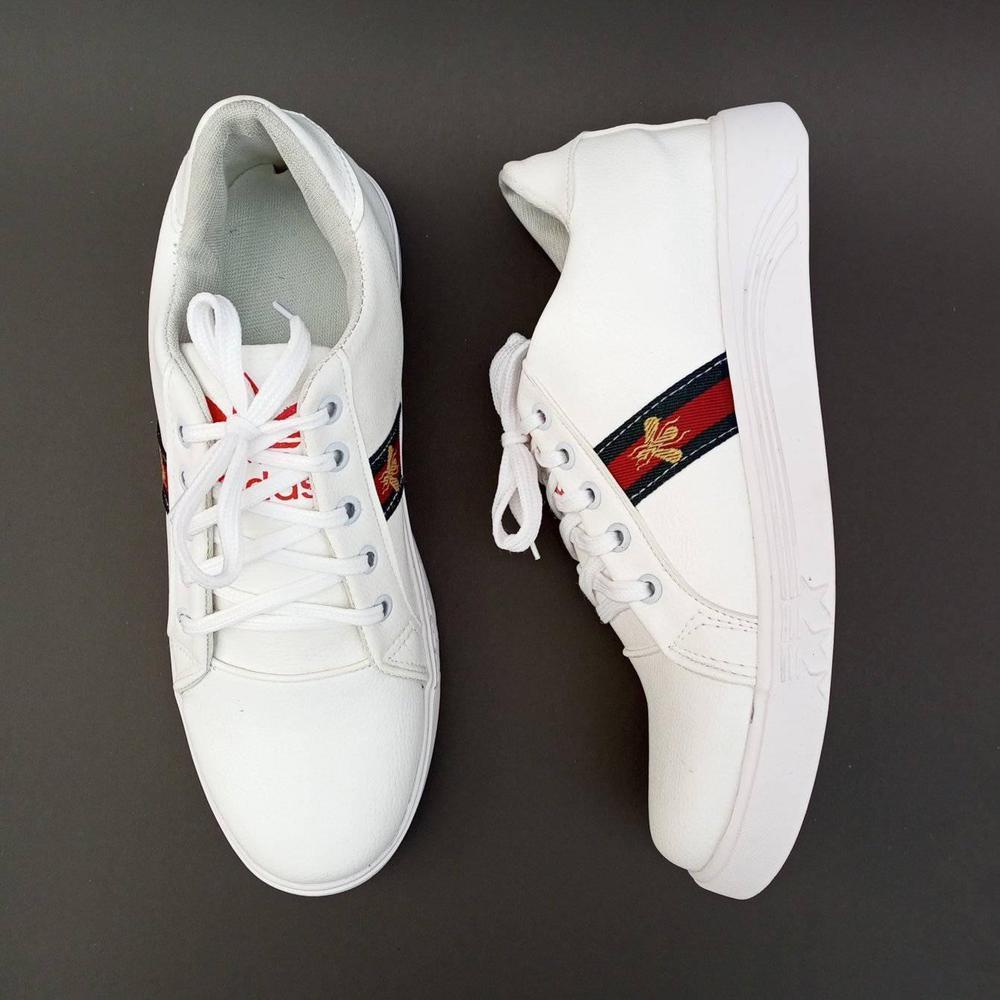 Men's Rexine Fancy Sneakers (GU-White)
