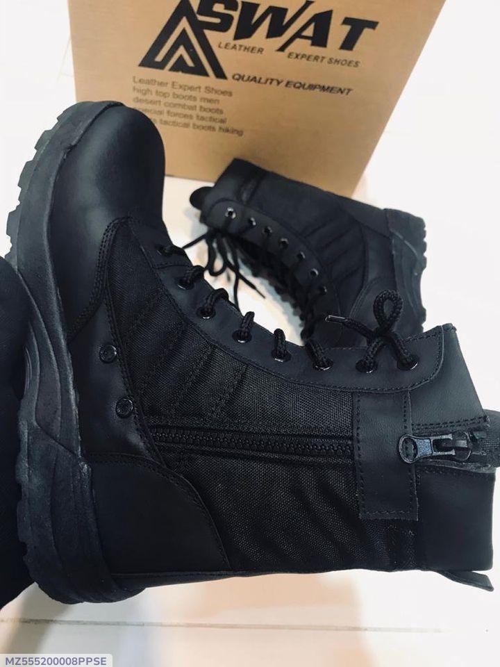 Men's Synthetic Leather Semi-Formal Knee High Boots - Black SWAT