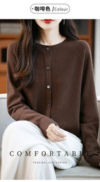 Classic Merino Wool Women’s Sweater — Autumn Winter Knitted Cardigan for Elegant Ladies