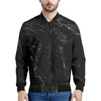 Black Marble Cracks 3D Printed Bomber Jacket – Long Sleeve Mens Casual Coat