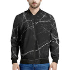 Black Marble Cracks 3D Printed Bomber Jacket – Long Sleeve Mens Casual Coat
