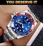 Stainless Steel Business Watch 40mm – Red & Blue Circle Dial- Men’s Diver