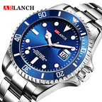 Stainless Steel Business Watch 40mm – Red & Blue Circle Dial- Men’s Diver