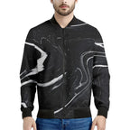 Black Marble Cracks 3D Printed Bomber Jacket – Long Sleeve Mens Casual Coat