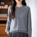 Classic Merino Wool Women’s Sweater — Autumn Winter Knitted Cardigan for Elegant Ladies
