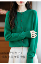 Classic Merino Wool Women’s Sweater — Autumn Winter Knitted Cardigan for Elegant Ladies