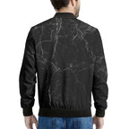 Black Marble Cracks 3D Printed Bomber Jacket – Long Sleeve Mens Casual Coat