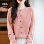 Classic Merino Wool Women’s Sweater — Autumn Winter Knitted Cardigan for Elegant Ladies