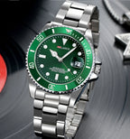 Stainless Steel Business Watch 40mm – Red & Blue Circle Dial- Men’s Diver