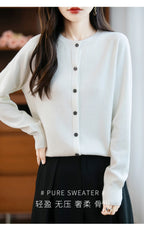 Classic Merino Wool Women’s Sweater — Autumn Winter Knitted Cardigan for Elegant Ladies