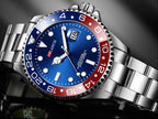 Stainless Steel Business Watch 40mm – Red & Blue Circle Dial- Men’s Diver