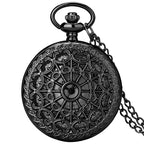 Hollow Black Spider Web Pattern Quartz Pocket Watch Elegant Gift for Men