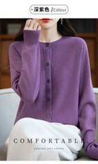 Classic Merino Wool Women’s Sweater — Autumn Winter Knitted Cardigan for Elegant Ladies
