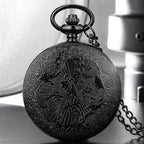 Hollow Black Spider Web Pattern Quartz Pocket Watch Elegant Gift for Men