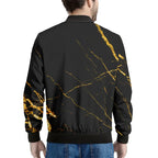 Black Marble Cracks 3D Printed Bomber Jacket – Long Sleeve Mens Casual Coat