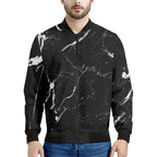 Black Marble Cracks 3D Printed Bomber Jacket – Long Sleeve Mens Casual Coat
