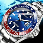 Stainless Steel Business Watch 40mm – Red & Blue Circle Dial- Men’s Diver