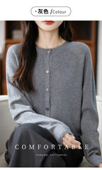 Classic Merino Wool Women’s Sweater — Autumn Winter Knitted Cardigan for Elegant Ladies