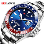 Stainless Steel Business Watch 40mm – Red & Blue Circle Dial- Men’s Diver
