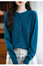 Classic Merino Wool Women’s Sweater — Autumn Winter Knitted Cardigan for Elegant Ladies