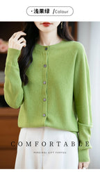 Classic Merino Wool Women’s Sweater — Autumn Winter Knitted Cardigan for Elegant Ladies