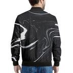 Black Marble Cracks 3D Printed Bomber Jacket – Long Sleeve Mens Casual Coat