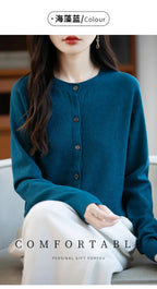 Classic Merino Wool Women’s Sweater — Autumn Winter Knitted Cardigan for Elegant Ladies