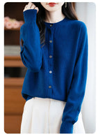 Classic Merino Wool Women’s Sweater — Autumn Winter Knitted Cardigan for Elegant Ladies