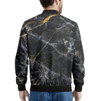 Black Marble Cracks 3D Printed Bomber Jacket – Long Sleeve Mens Casual Coat