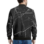 Black Marble Cracks 3D Printed Bomber Jacket – Long Sleeve Mens Casual Coat