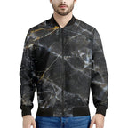 Black Marble Cracks 3D Printed Bomber Jacket – Long Sleeve Mens Casual Coat