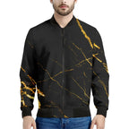 Black Marble Cracks 3D Printed Bomber Jacket – Long Sleeve Mens Casual Coat