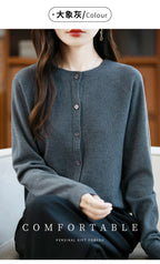 Classic Merino Wool Women’s Sweater — Autumn Winter Knitted Cardigan for Elegant Ladies