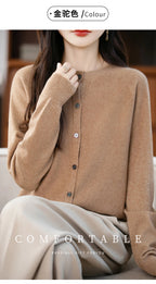 Classic Merino Wool Women’s Sweater — Autumn Winter Knitted Cardigan for Elegant Ladies