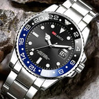 Stainless Steel Business Watch 40mm – Red & Blue Circle Dial- Men’s Diver