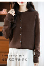 Classic Merino Wool Women’s Sweater — Autumn Winter Knitted Cardigan for Elegant Ladies