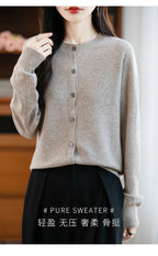 Classic Merino Wool Women’s Sweater — Autumn Winter Knitted Cardigan for Elegant Ladies