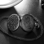 Hollow Black Spider Web Pattern Quartz Pocket Watch Elegant Gift for Men
